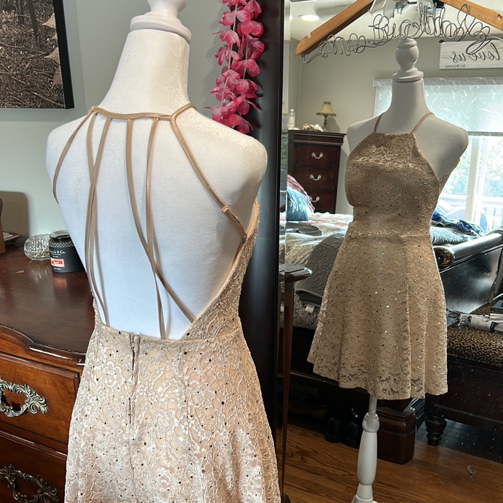 Halter Sequence Dress Backless With A Zipper - image 3